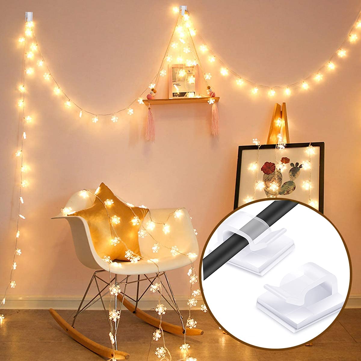 Black Cable Clips - Set of 60 - Self-Adhesive Cable Holders - Cable Management for Desk & TV - No Drilling Required - Image 2