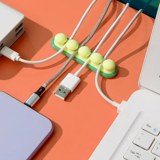 Self-Adhesive Pea Pod Cable Organiser, Flexible Silicone Cord Holder for USB Cables, Chargers and Earphones, Blue - Image 4