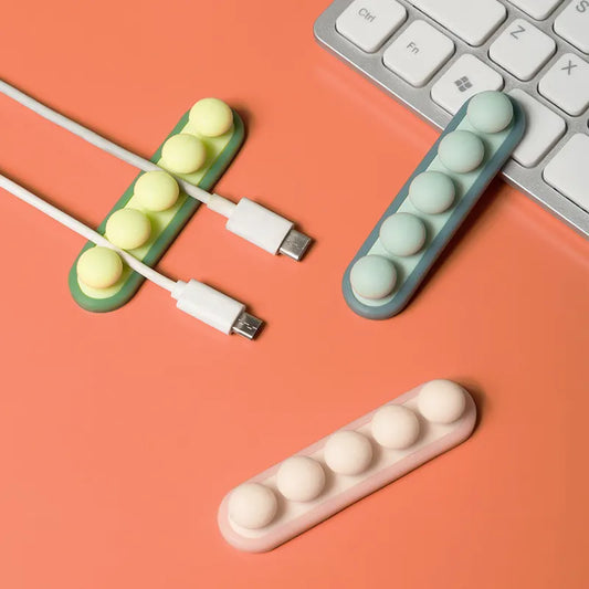 Self-Adhesive Pea Pod Cable Organiser, Flexible Silicone Cord Holder for USB Cables, Chargers and Earphones, Pink - Image 2