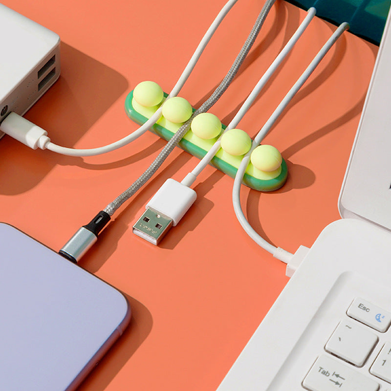 Pea Pod Cable Organizer - Pink - Self-Adhesive Cable Holder - Silicone - For Office & Home - Image 4