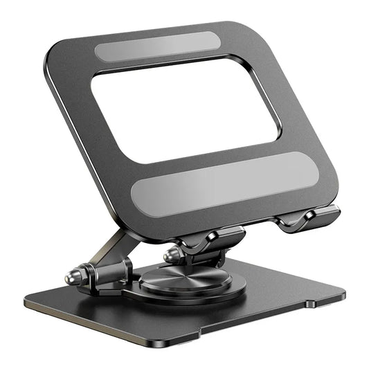 Foldable Aluminium Tablet Stand with Adjustable Viewing Angle, Stable Holder for iPads, Phones, Drawing and Reading, Grey