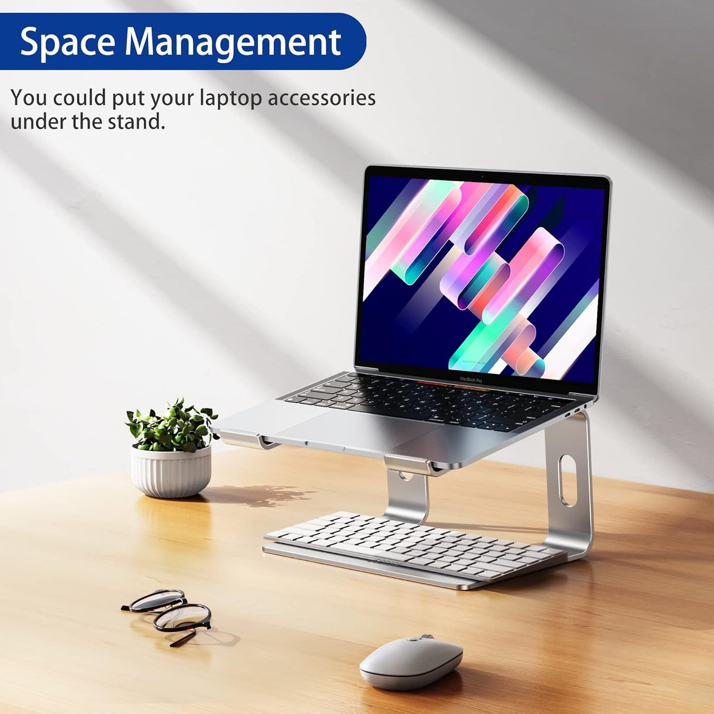 Ergonomic Aluminum Laptop Stand - Removable & Height Adjustable - Suitable for 10-14 inch Notebooks - Black - Image 3