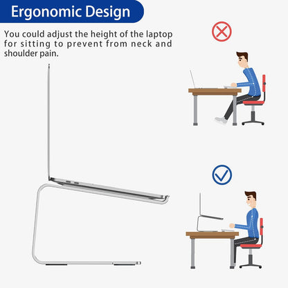 Ergonomic Aluminum Laptop Stand - Removable & Height Adjustable - Suitable for 10-14 inch Notebooks - Gray - Image 5