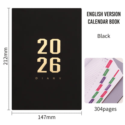 Agenda 2026 - Daily Agenda - A5 Format - 1 Day per Page - 304 Pages - [Black] - Hardcover