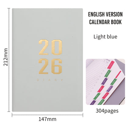 2026 Agenda - Daily Agenda - A5 Format - 1 Day per Page - 304 Pages - [light blue] - Hardcover