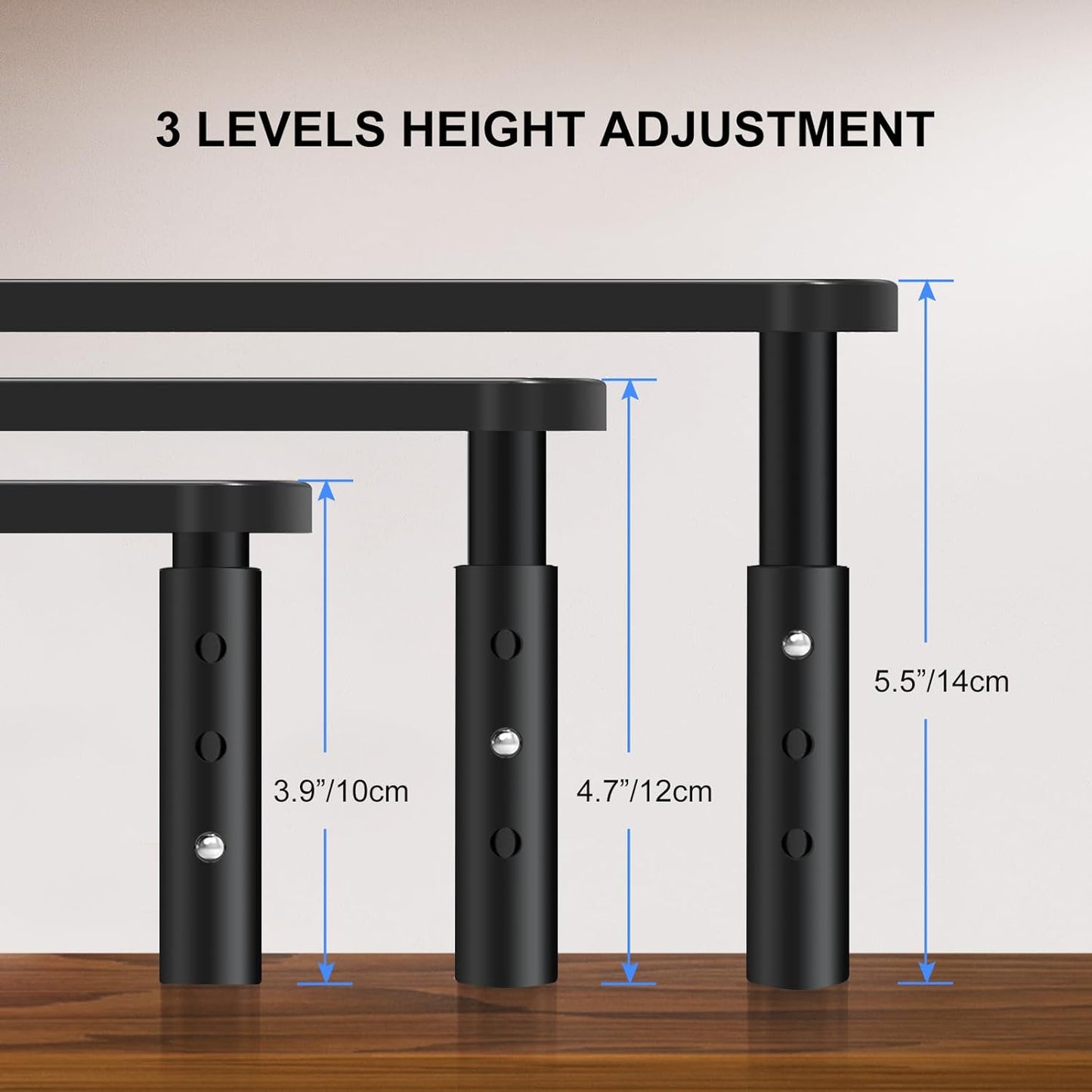 Metal Monitor Riser - Screen Stand - Adjustable in 3 Heights - Black - Image 2