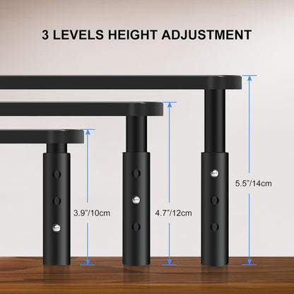 Metal Monitor Riser - Screen Stand - Adjustable in 3 Heights - Black - Image 2