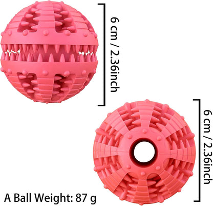 Dog Toys - 2 Pieces Teeth Cleaning Balls - Natural Rubber with Treat - Tear-Resistant - For Dogs and Cats - Image 2