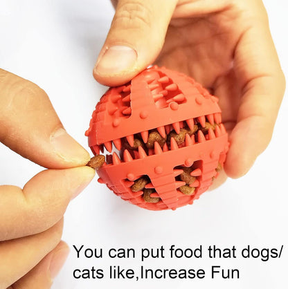 Dog Toys - 2 Pieces Teeth Cleaning Balls - Natural Rubber with Treat - Tear-Resistant - For Dogs and Cats - Image 3