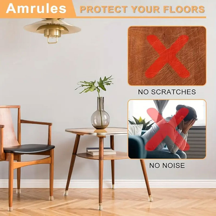 Chair Leg Caps Set of 24 - Ø 16-22 mm - Round - Transparent Silicone - Floor Protectors for Wooden Floors - Image 2