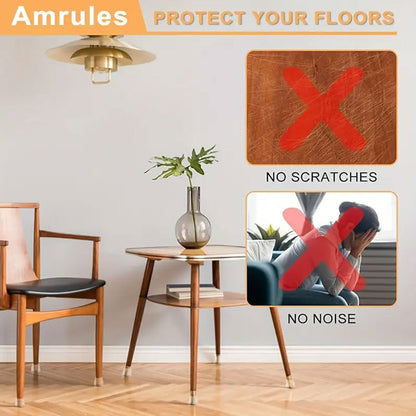 Chair Leg Caps Set of 24 - Ø 16-22 mm - Round - Transparent Silicone - Floor Protectors for Wooden Floors - Image 2