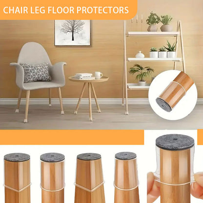 Chair Leg Caps Set of 24 - Ø 16-22 mm - Round - Transparent Silicone - Floor Protectors for Wooden Floors - Image 3