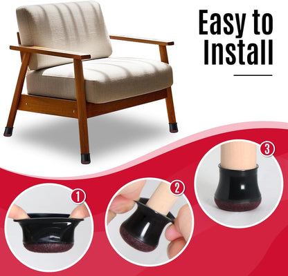 Black Chair Leg Caps - Set of 24 - Size L - Silicone Floor Protectors - Against Scratches and Noise - Image 4
