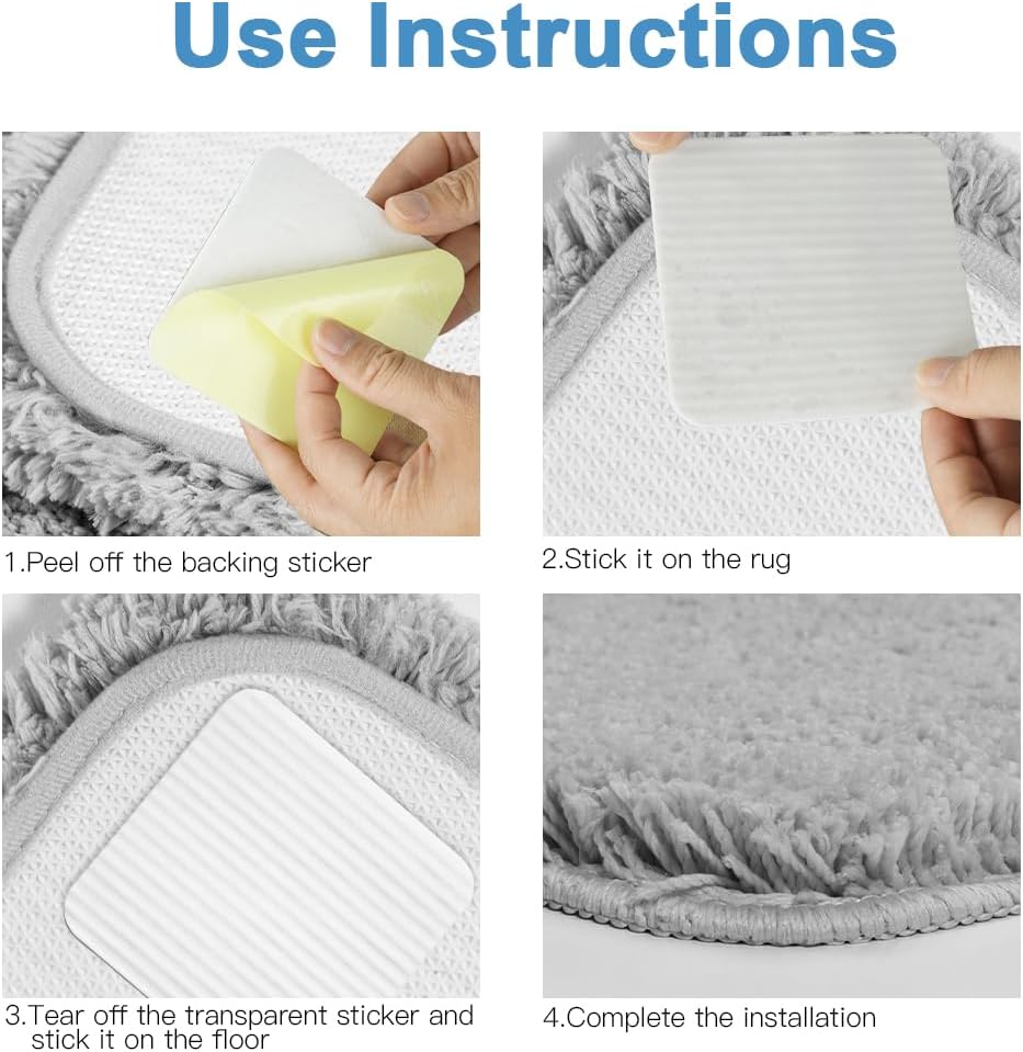 Rug Stoppers Square - Set of 4 - 10 x 10 cm - Anti-Slip Pads for Carpet - Washable & Reusable - White - Image 4