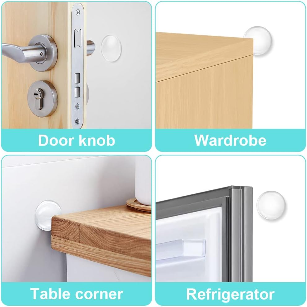 Door Stopper Wall Transparent - Set of 24 - Ø 4 cm - Self-adhesive Door Buffers - Wall Protection against Door Handles - Image 4