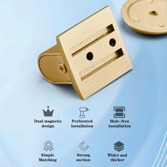 Magnetic Floor Door Stopper with Self-Adhesive Mount and Raised Disc, No-Drill Metal Door Holder for Home Use, Gold - Image 3