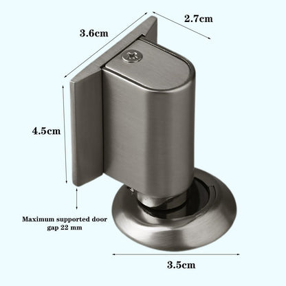 Magnetic Door Stopper Floor Gray - No Drilling - Self-adhesive - Metal - Including Raising Disc - Image 2