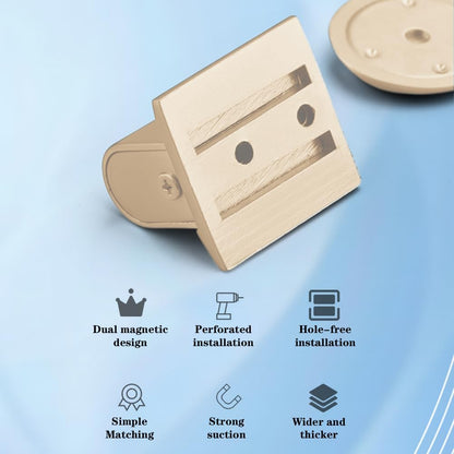 Magnetic Door Stopper Floor White - No Drilling - Self-adhesive - Metal - Including Raising Disc - Image 3