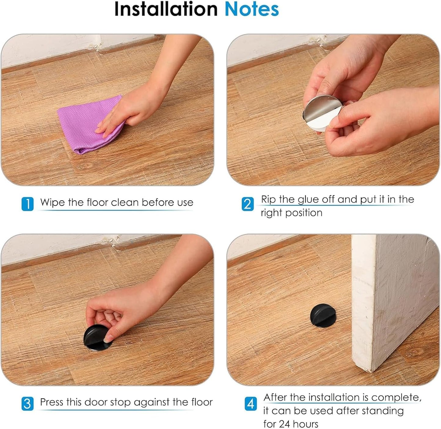 Door Stopper Floor Half Moon - Set of 2 - Gold - Self-adhesive - No Drilling - Stainless Steel - Image 4
