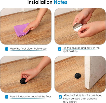 Door Stopper Floor Half Moon - Set of 2 - Gold - Self-adhesive - No Drilling - Stainless Steel - Image 4