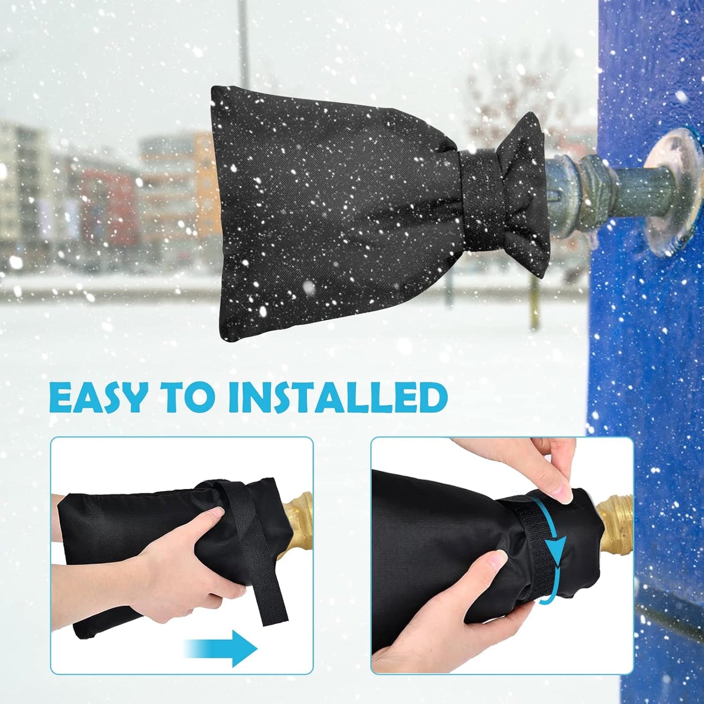 Outdoor tap covers set of 4 - thermal frost protection - waterproof tap protectors - black - Image 3