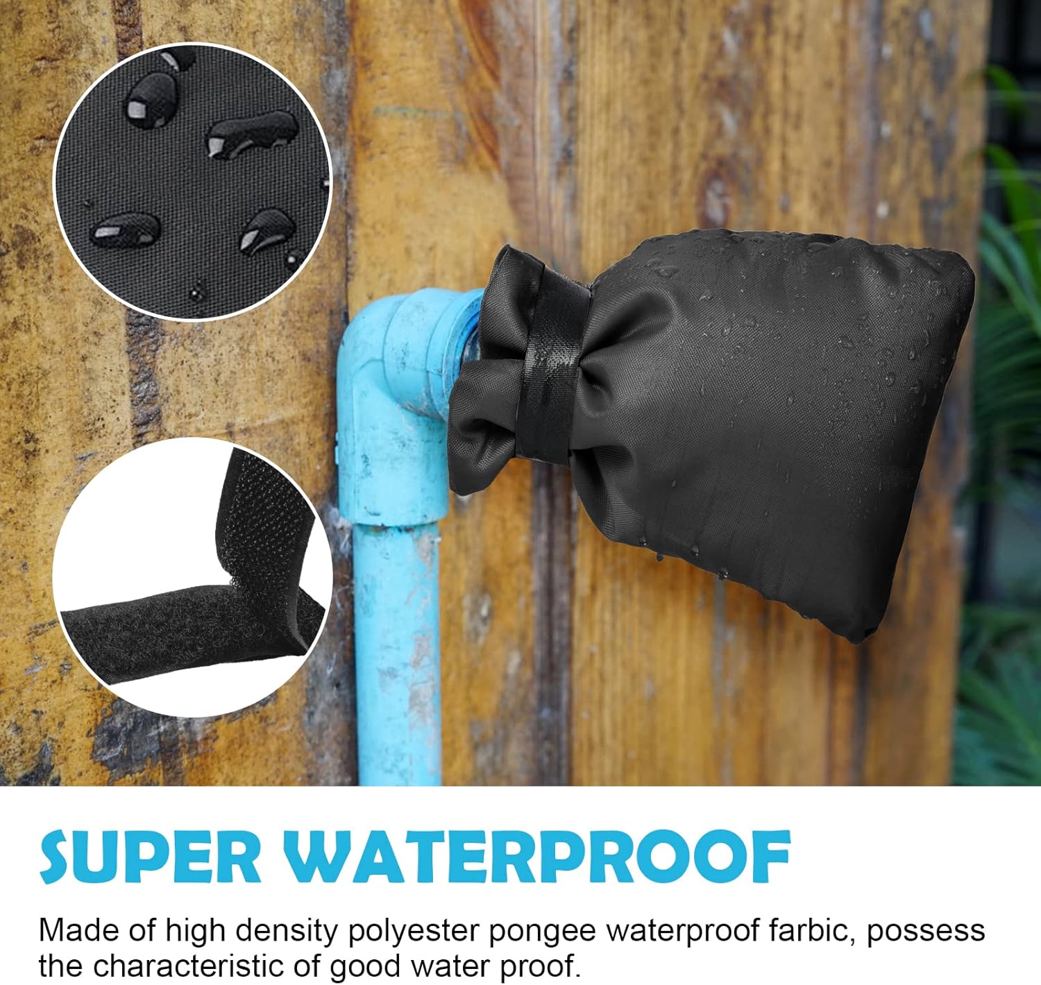 Outdoor tap covers set of 4 - thermal frost protection - waterproof tap protectors - black - Image 5