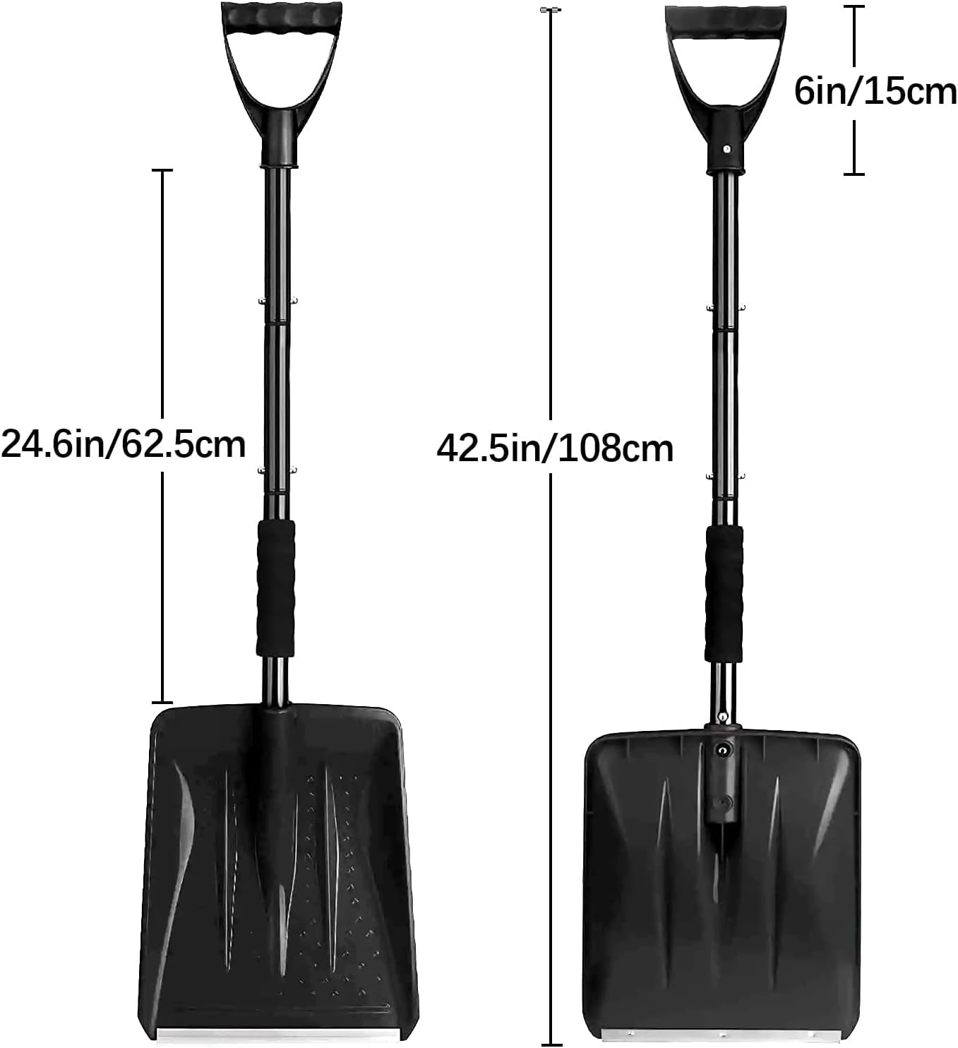 Snow Shovel - Lightweight & Portable - Snow Plow for Car, Driveway & Camping - Black - Image 2