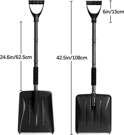 Snow Shovel - Lightweight & Portable - Snow Plow for Car, Driveway & Camping - Black - Image 2