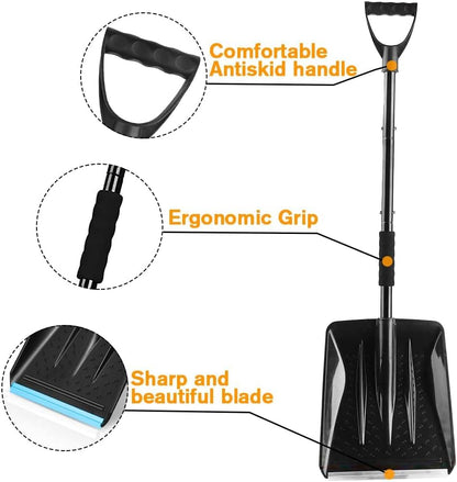 Snow Shovel - Lightweight & Portable - Snow Plow for Car, Driveway & Camping - Black - Image 3