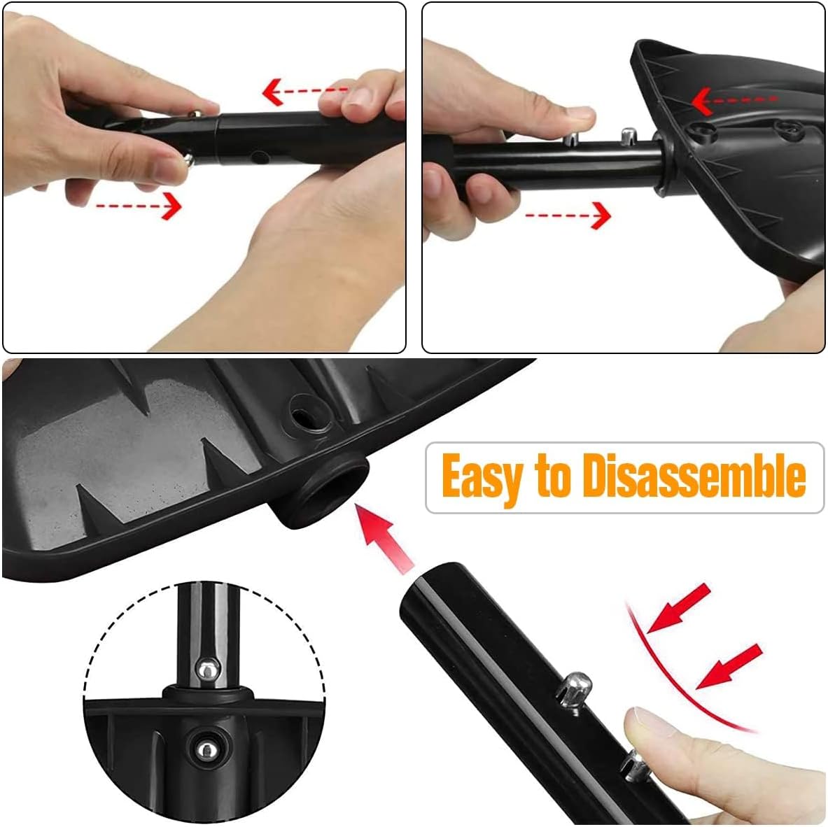 Snow Shovel - Lightweight & Portable - Snow Plow for Car, Driveway & Camping - Black - Image 4
