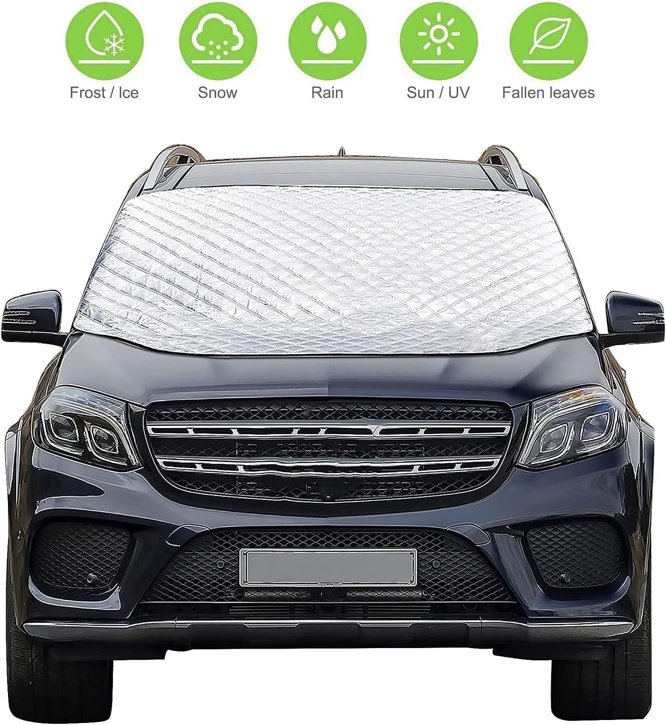 Car Windshield Cover - Anti-Freeze Blanket & Sunshade - Layered Winter Cover - 145 x 92 cm - Protection against Snow and Ice - Image 3