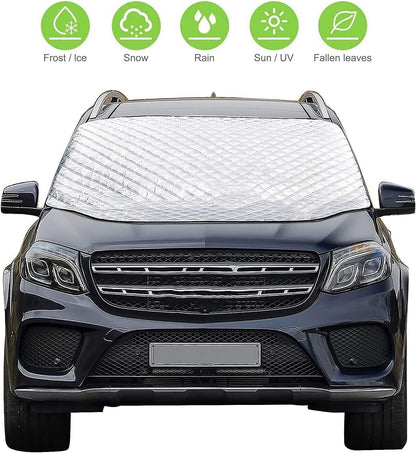 Car Windshield Cover - Anti-Freeze Blanket & Sunshade - Layered Winter Cover - 145 x 92 cm - Protection against Snow and Ice - Image 3