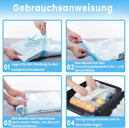 Roll Up Vacuum Bags for Travel - Pack of 14 - Clothing Compression Bags - No Pump Needed - 3 Sizes (35x50/40x50/40x60 cm) - Image 3