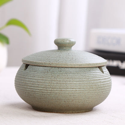 Ceramic Ashtray with Lid - Green - Wind Ashtray for Outdoor & Indoor - Decorative & Anti-Odor
