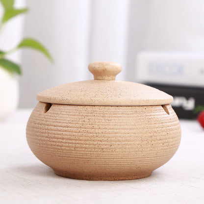 Ceramic Ashtray with Lid - Yellow - Wind Ashtray for Outdoor & Indoor - Decorative & Anti-Odor