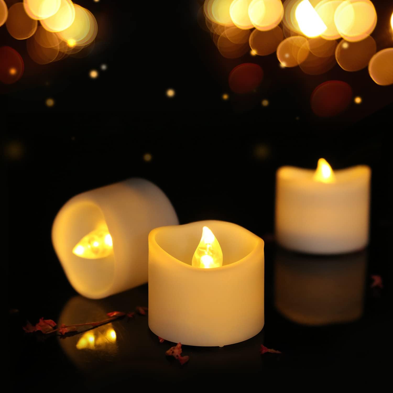 14x LED Candles - Moving Flame & Real Wax - 3D Wick - Battery Operated - For Christmas and Mood Lighting - Image 3