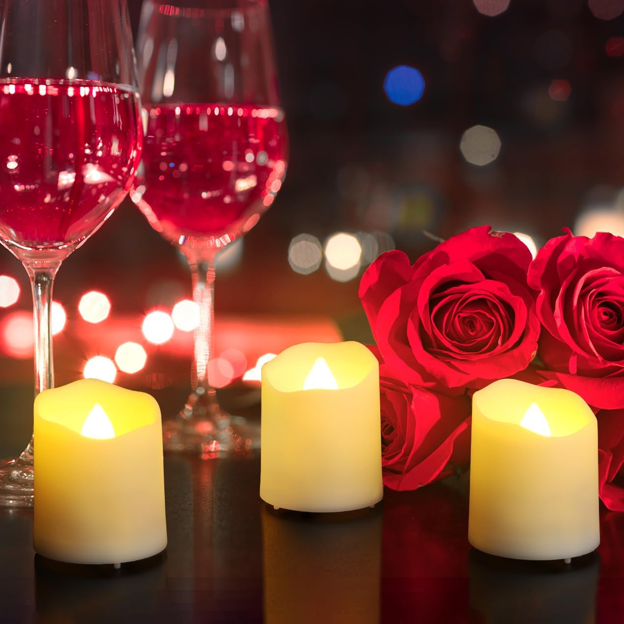 Rechargeable Tea Lights (6 Pieces) - With Charging Station and Timer - Flickering Flame - LED Candles for Parties & Decoration - White - Image 4