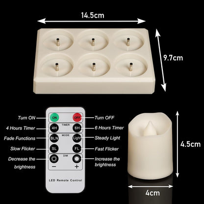 Rechargeable Tea Lights (6 Pieces) - With Charging Station and Timer - Flickering Flame - LED Candles for Parties & Decoration - White - Image 5