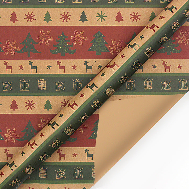 Christmas Wrapping Paper - 6 Sheets - Retro & Vintage Design - Complete Set with 2x Rope, Tape & Stickers - Gift Wrap - Image 2