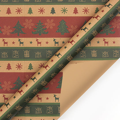 Christmas Wrapping Paper - 6 Sheets - Retro & Vintage Design - Complete Set with 2x Rope, Tape & Stickers - Gift Wrap - Image 2