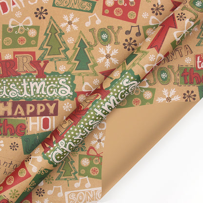 Christmas Wrapping Paper - 6 Sheets - Retro & Vintage Design - Complete Set with 2x Rope, Tape & Stickers - Gift Wrap - Image 4