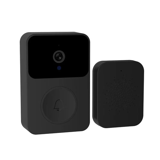 Wireless Doorbell with Camera - Smart Video Doorbell - Wireless Video Doorbell - Wireless Ring - HD Night Vision - Two-Way Talk - Cloud Storage - Remote APP Monitoring - Self-Adhesive and Drill-In Installation - USB Charging - Black