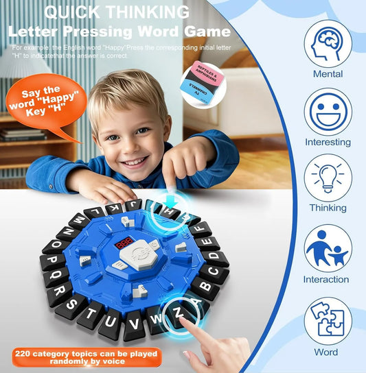 Board Game - 24-Letter Press Game - Fun and Fast Puzzle Game - Includes Two Modes - Covers 220 Theme Categories - Suitable for boys and girls aged 3 and up (2-8 players) - Word Game for Kids and Adults, Christmas and Birthday Gift - Blue - Image 2