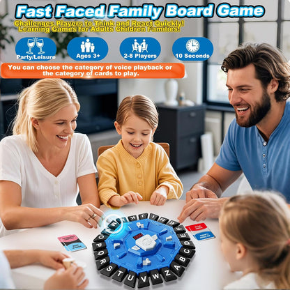 Board Game - 24-Letter Press Game - Fun and Fast Puzzle Game - Includes Two Modes - Covers 220 Theme Categories - Suitable for boys and girls aged 3 and up (2-8 players) - Word Game for Kids and Adults, Christmas and Birthday Gift - Blue - Image 3