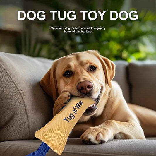 Bite-Resistant Dog Tug Toy with Durable Training Strap for Interactive Chewing, Fetch, Tug of War and Obedience Play, Yellow - Image 3