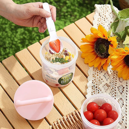 Yogurt Cup To Go Portable Salad Cup with Fork - Double-Walled Leak-Proof Yogurt, Fruit & Oatmeal Cup - Takeaway Breakfast Cup - Reusable Cheese Cup - Double-Walled - 920 ml - Image 3