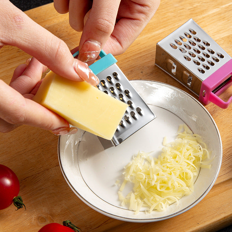 Mini cheese grater - Four-sided grater - Stainless steel slicer - Multifunctional vegetable cutter - Kitchen gadget - Lemon zester - A green - Image 2
