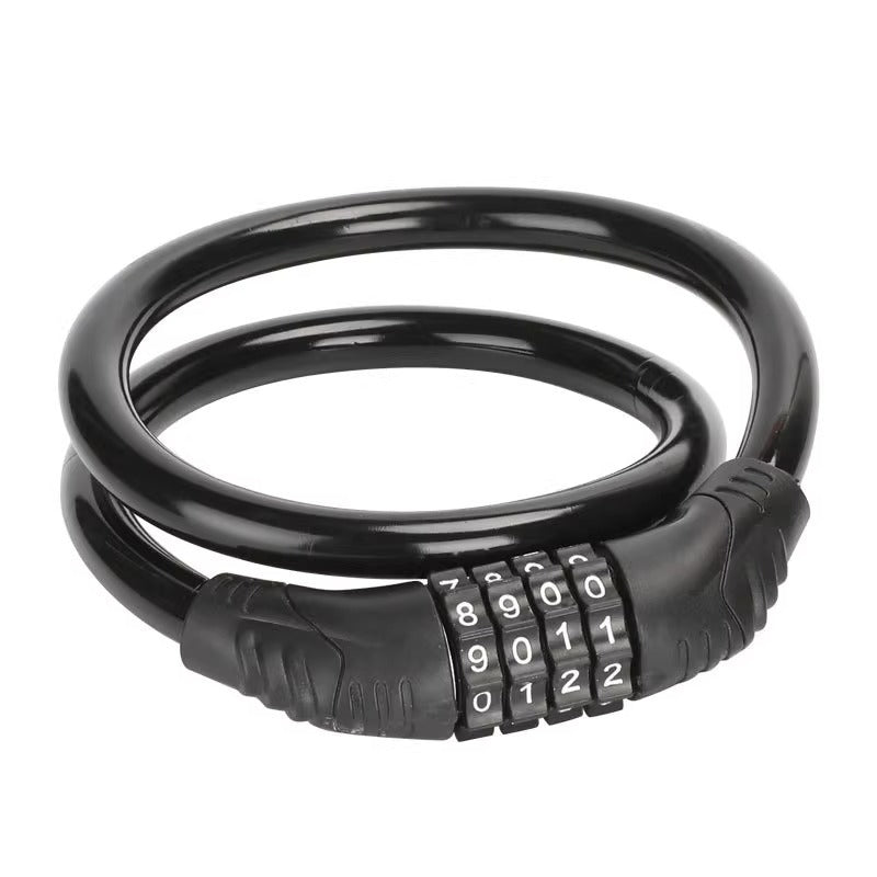 Bicycle Lock with Number Code - Portable Chain Lock for Mountain Bike / Electric Bike - 4-Digit Combination Lock, Weatherproof & Anti-Theft