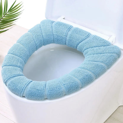 4 Pack Soft Toilet Seat Covers with Thick O-Shape Cushions, Removable Washable Warm Pads for Standard Toilet Seats, Multicolour - Image 5