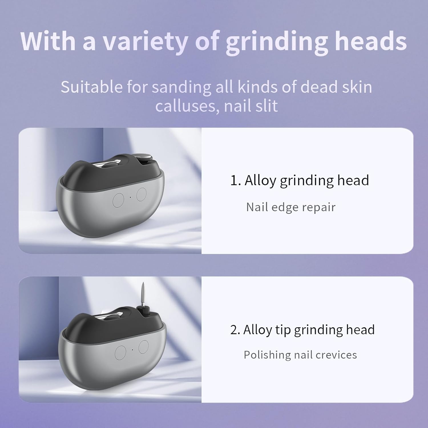Nail Clipper - Simple Nail Clipper - Electric Nail Clipper for Seniors - Electric Toenail Clipper for Thick Nails - Nail Care Tool with LED Lights - Designed for People with Limited Mobility - Gray - Image 3